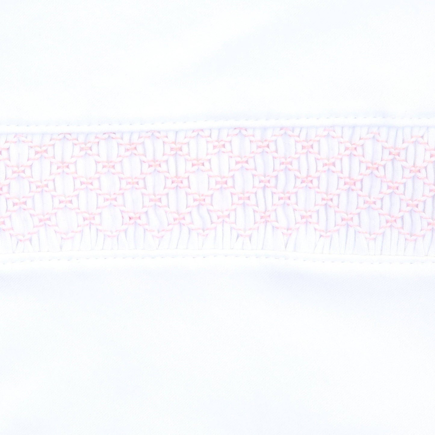 Essentials White with Pink Trim Smocked Footie