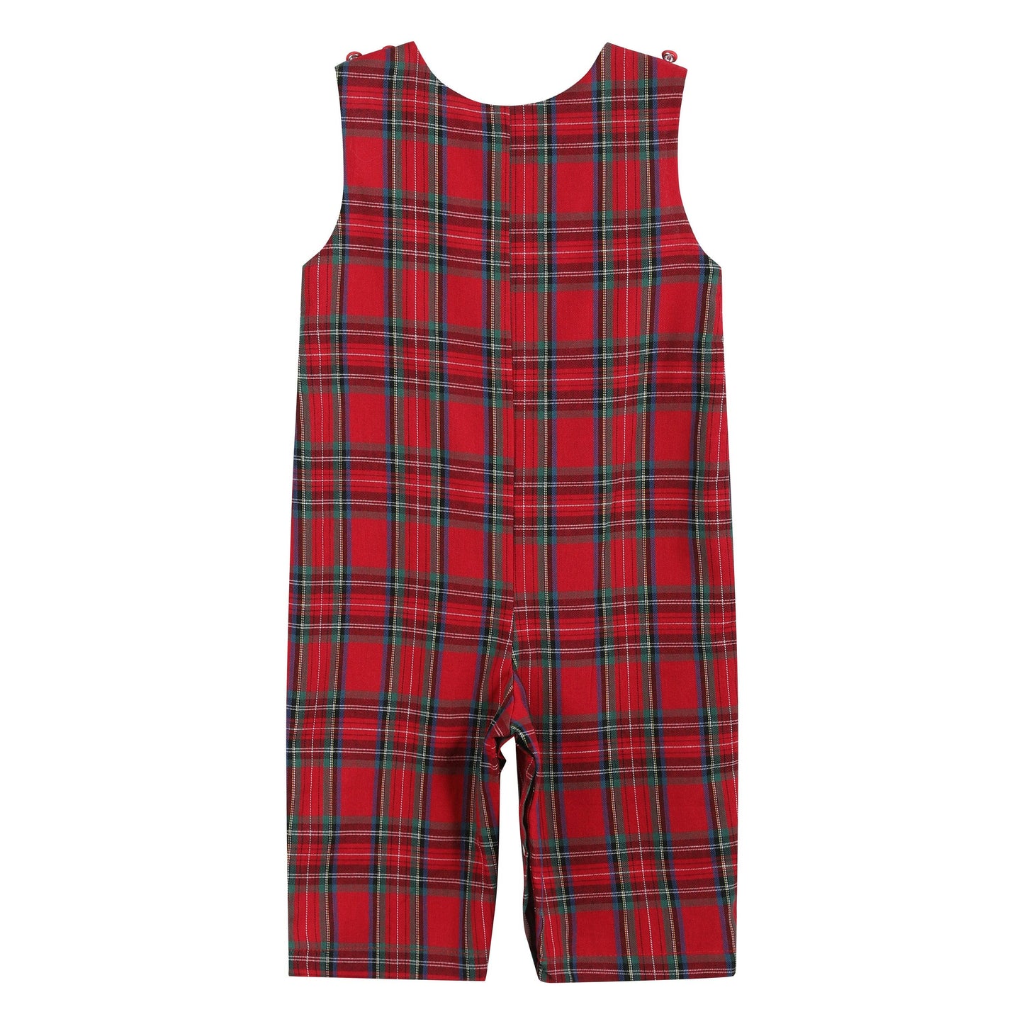 Red and Green Christmas Plaid Smocked Overalls