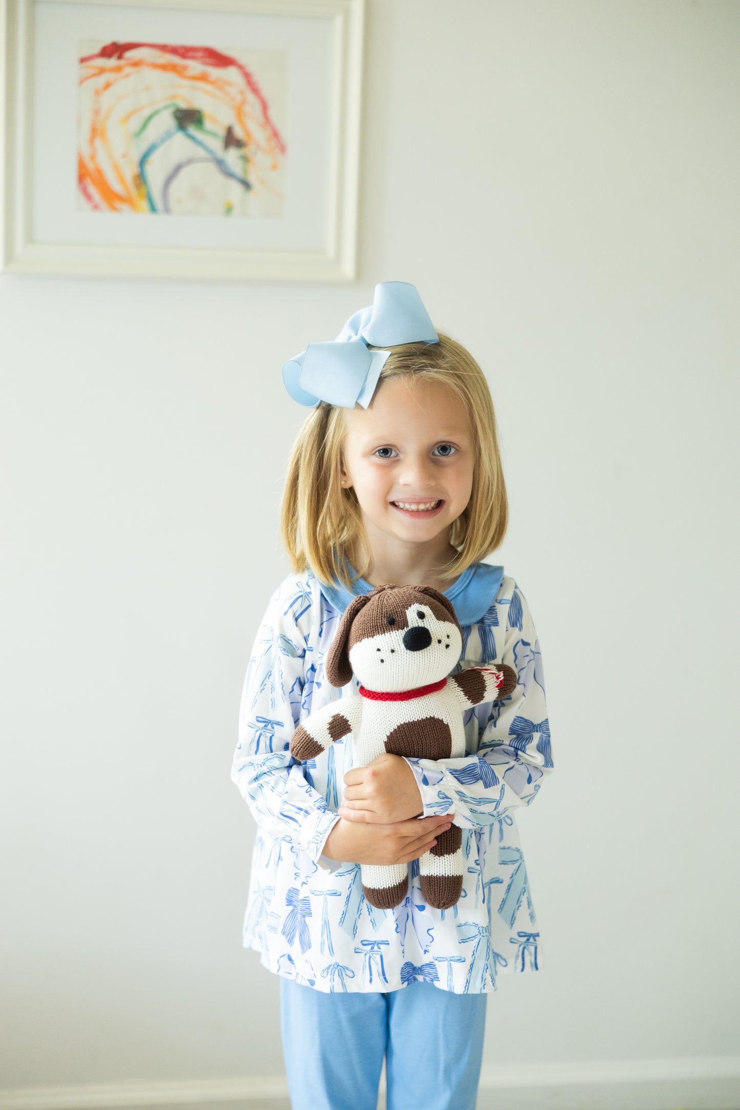 Blue Bows Tunic Top + Legging Set