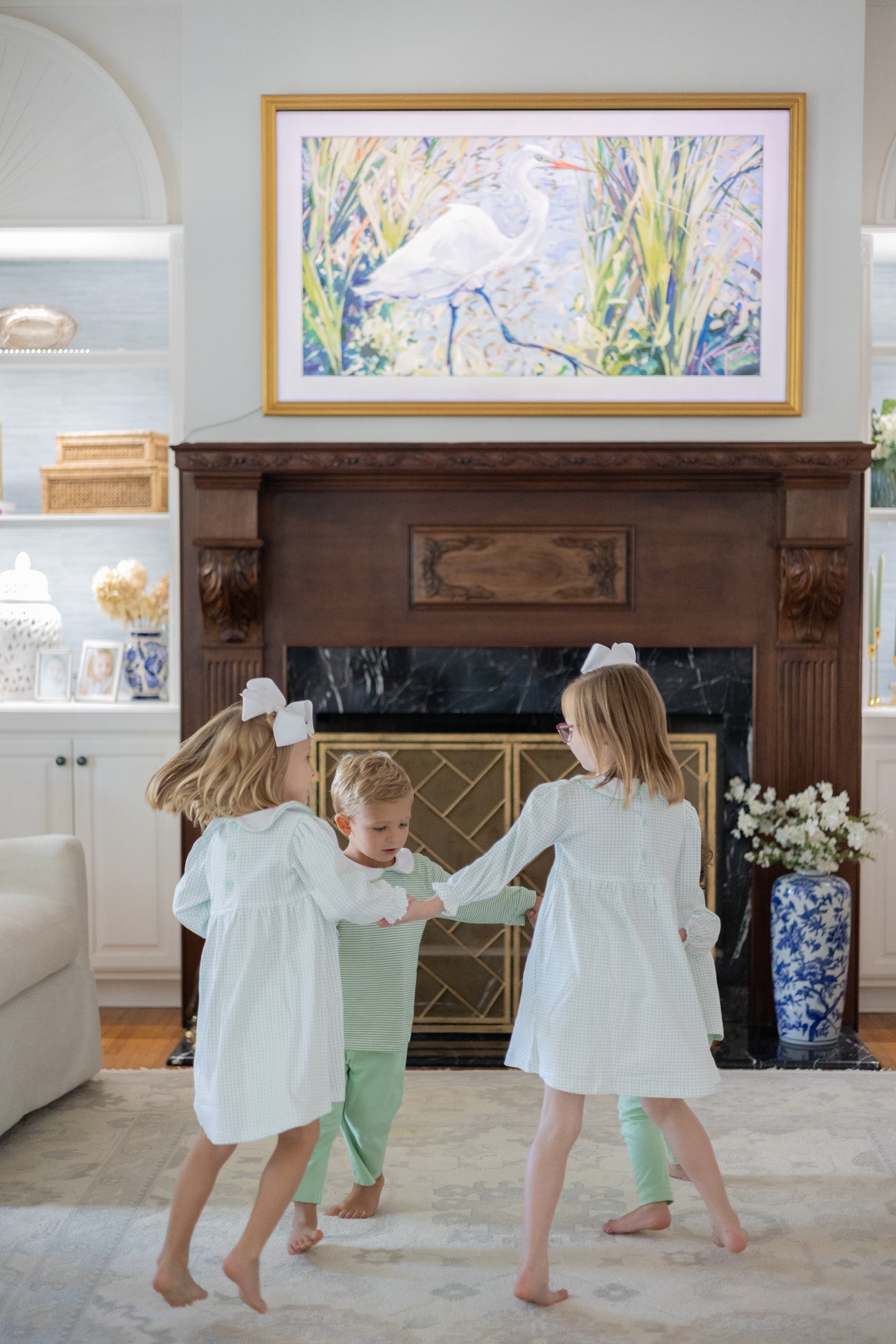 Long Sleeve Green Dot Dress