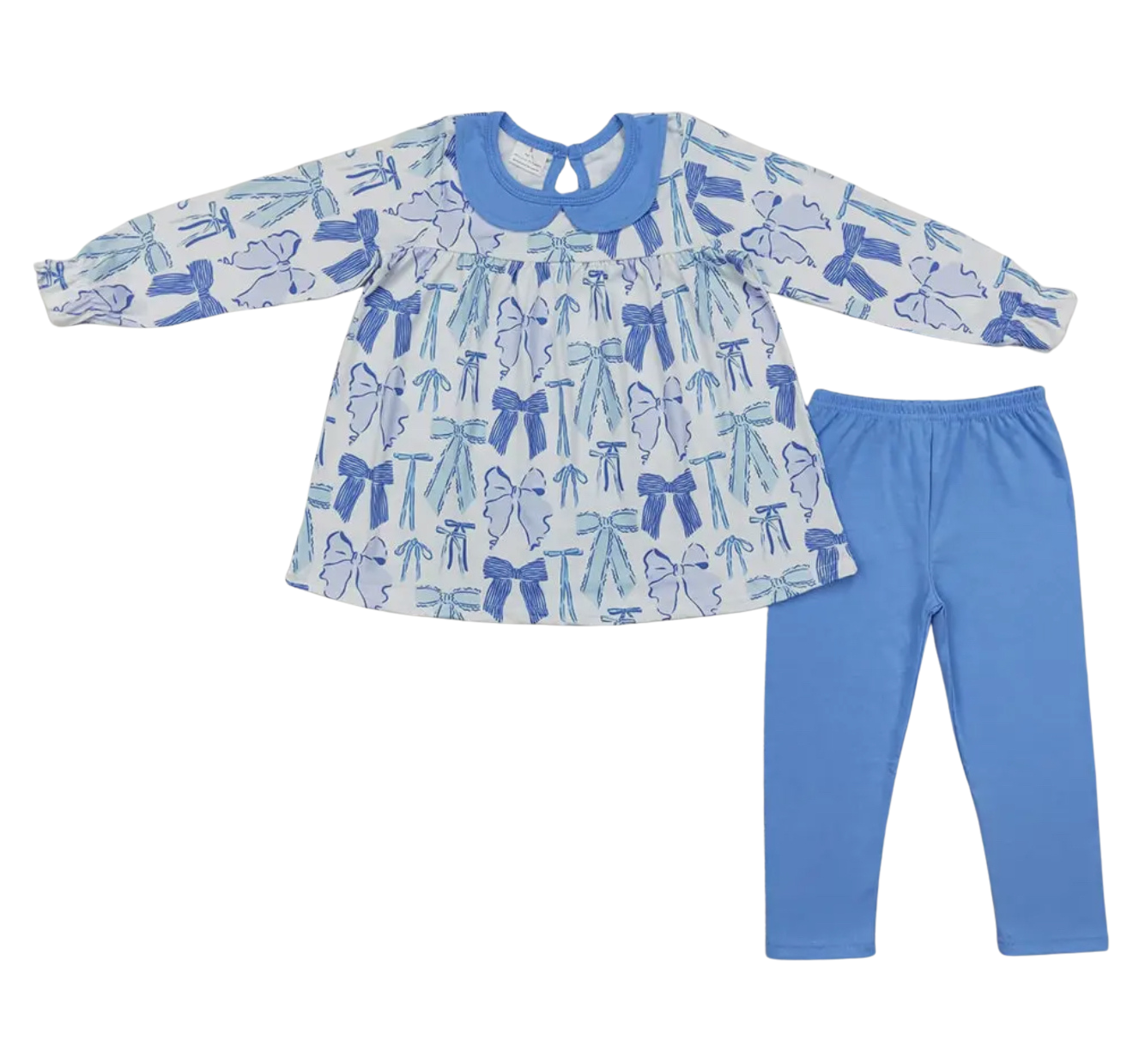 Blue Bows Tunic Top + Legging Set