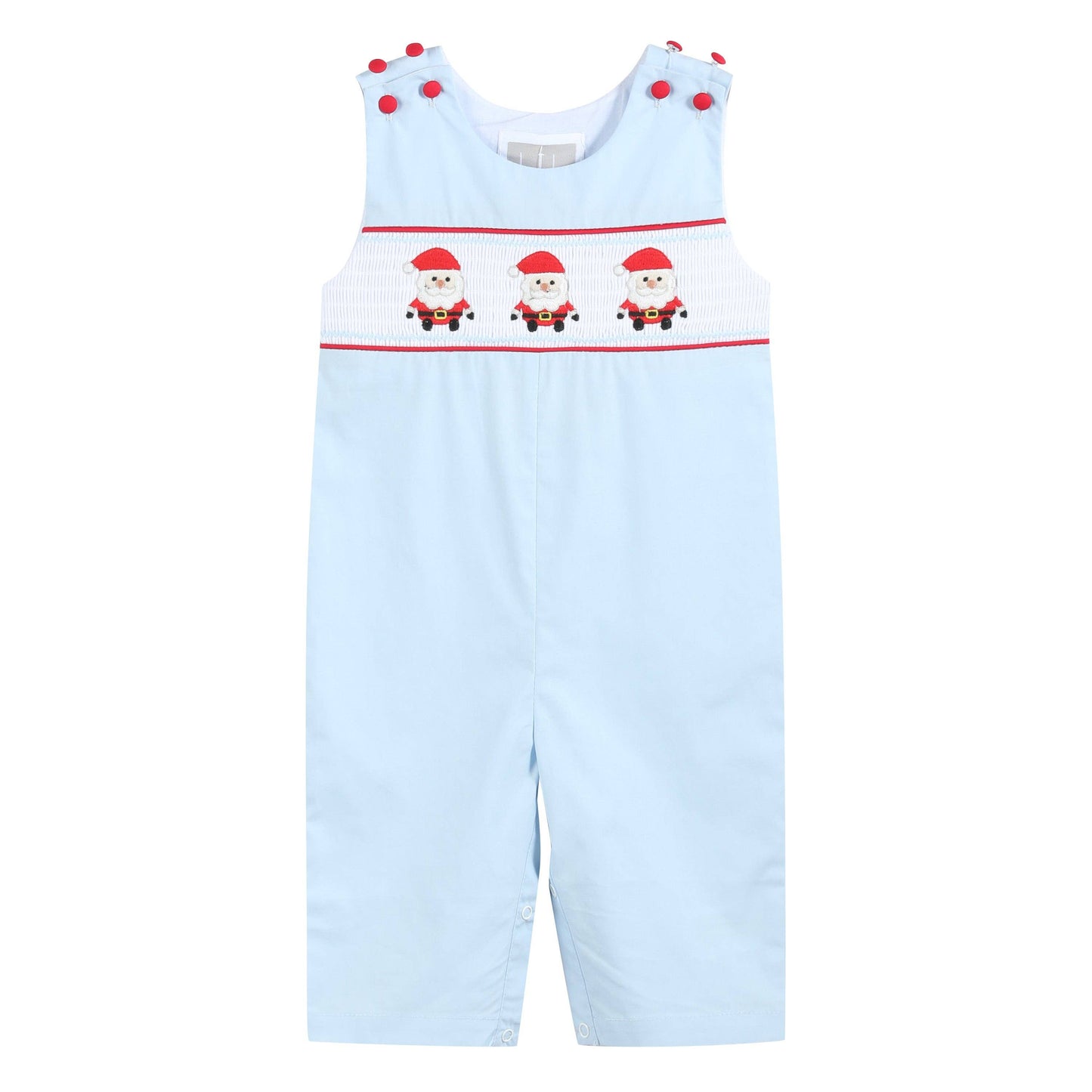 Light Blue Santa Smocked Overalls